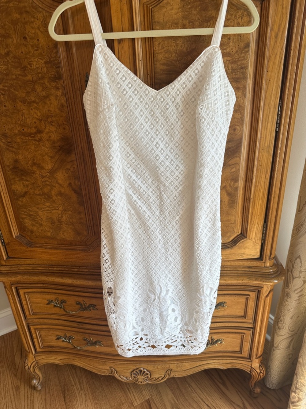 White House Black Market White Lace Midi Slip Dress